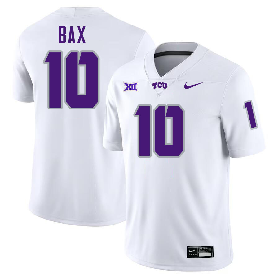 #10 Jonathan Bax TCU Jersey,Texas Christian University Horned Frogs Football Jersey-White